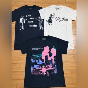Pythia Graphic T-Shirt Bundle 3 Pack Streetwear Tees S/M Cowboy Western Urban